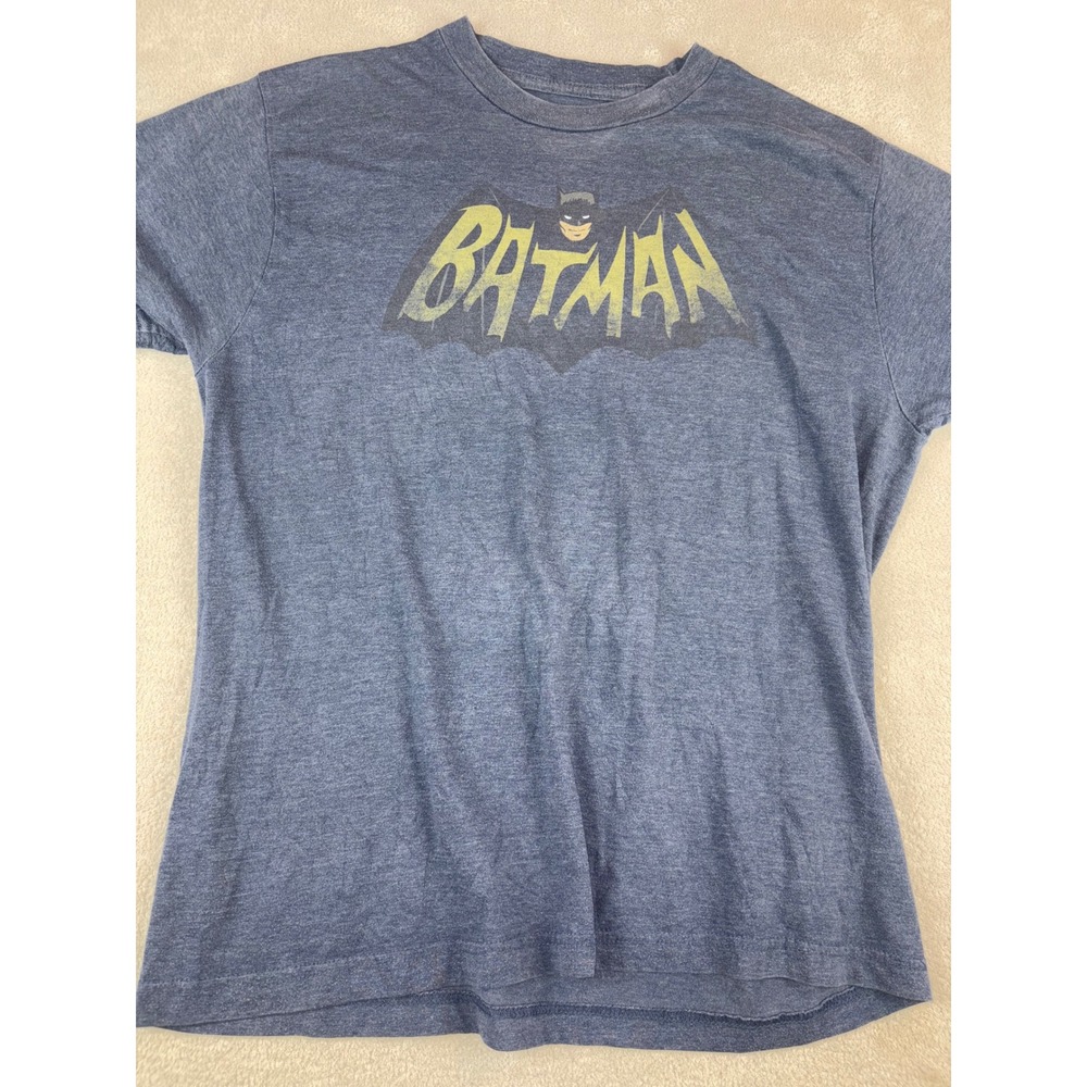 Kids Large Batman‎ Graphic T Shirt Short Sleeve Blue Heather Comic Book Tee LG